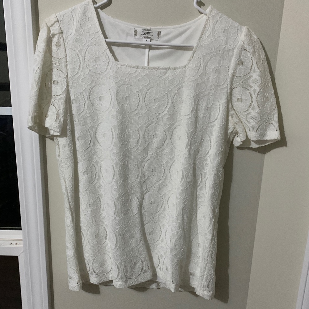 Loose Fitting White Lacey Top